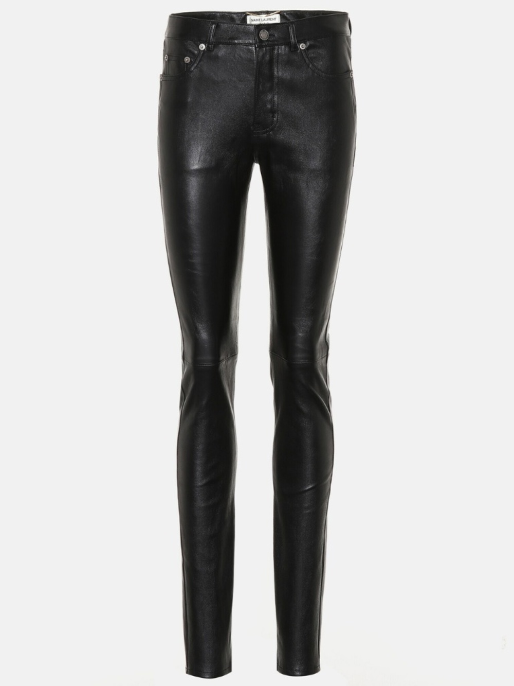 Saint Laurent YSL Black Lambskin Leather Skinny Leg Runway Trousers Pants Jeans